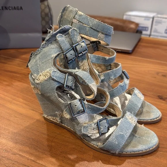 Matisse Denim Wedge Sandals - Picture 2 of 7